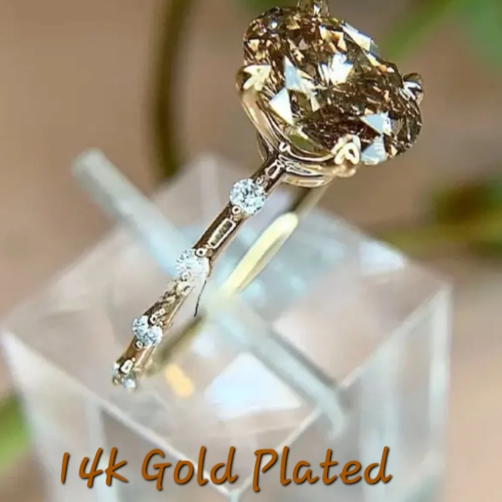 14k Gold Plated simulated stone Size 7 New. Fast Ship.